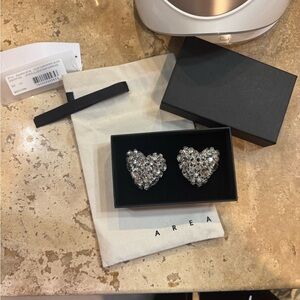 AREA Glittering Silver Heart Earrings
